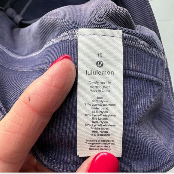 Lululemon Free To Be Bra Long Line *Rib Snow Wash Midnight Orchid Size 10 - Picture 10 of 14